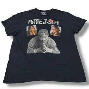 Tupac Poetic Justice Shirt Size 2XL By Chemistry 2 Pac Graphic Print Shirt Black
